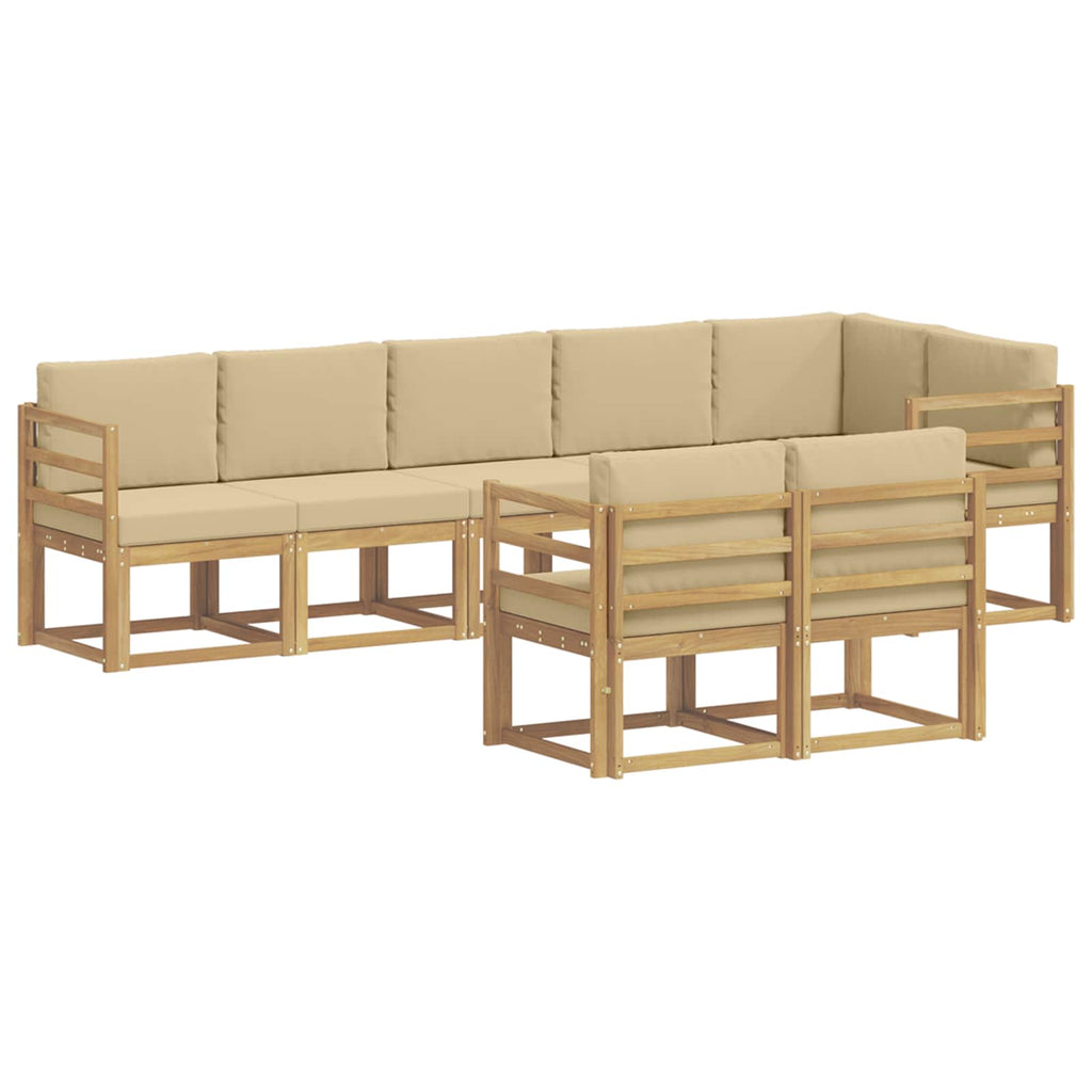 Conjunto de sofás de exterior con cojín 8 pcs y Beige Poliéster