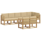 Conjunto de sofás de exterior con cojín 8 pcs y Beige Poliéster