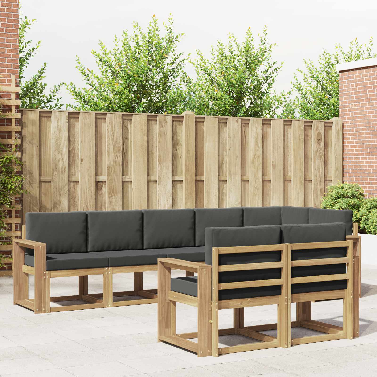 Conjunto de sofás de exterior 8 pcs Blanco y Antracita