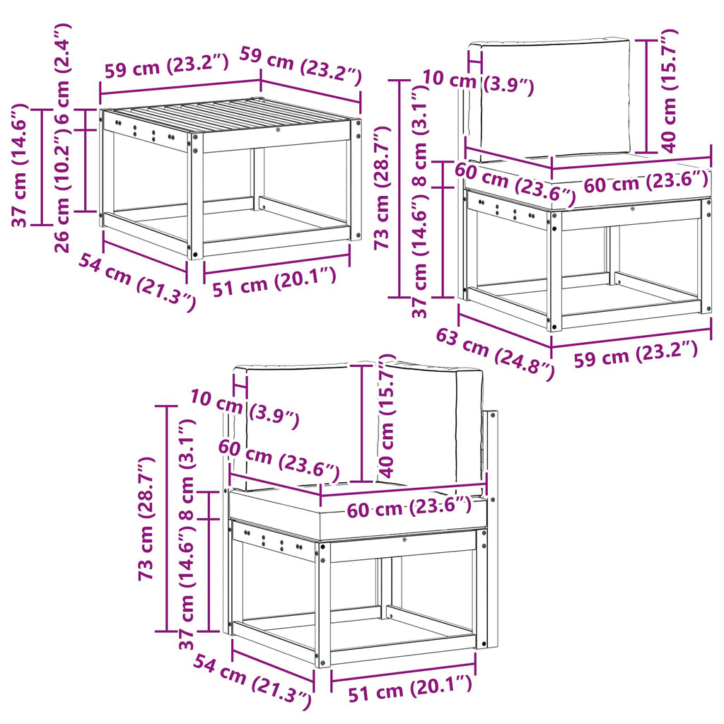 Conjunto de sofás de exterior 9 pcs Blanco y Antracita