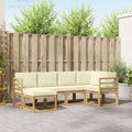 Conjunto de sofás de exterior 6 pcs Blanco y Crema Poliéster