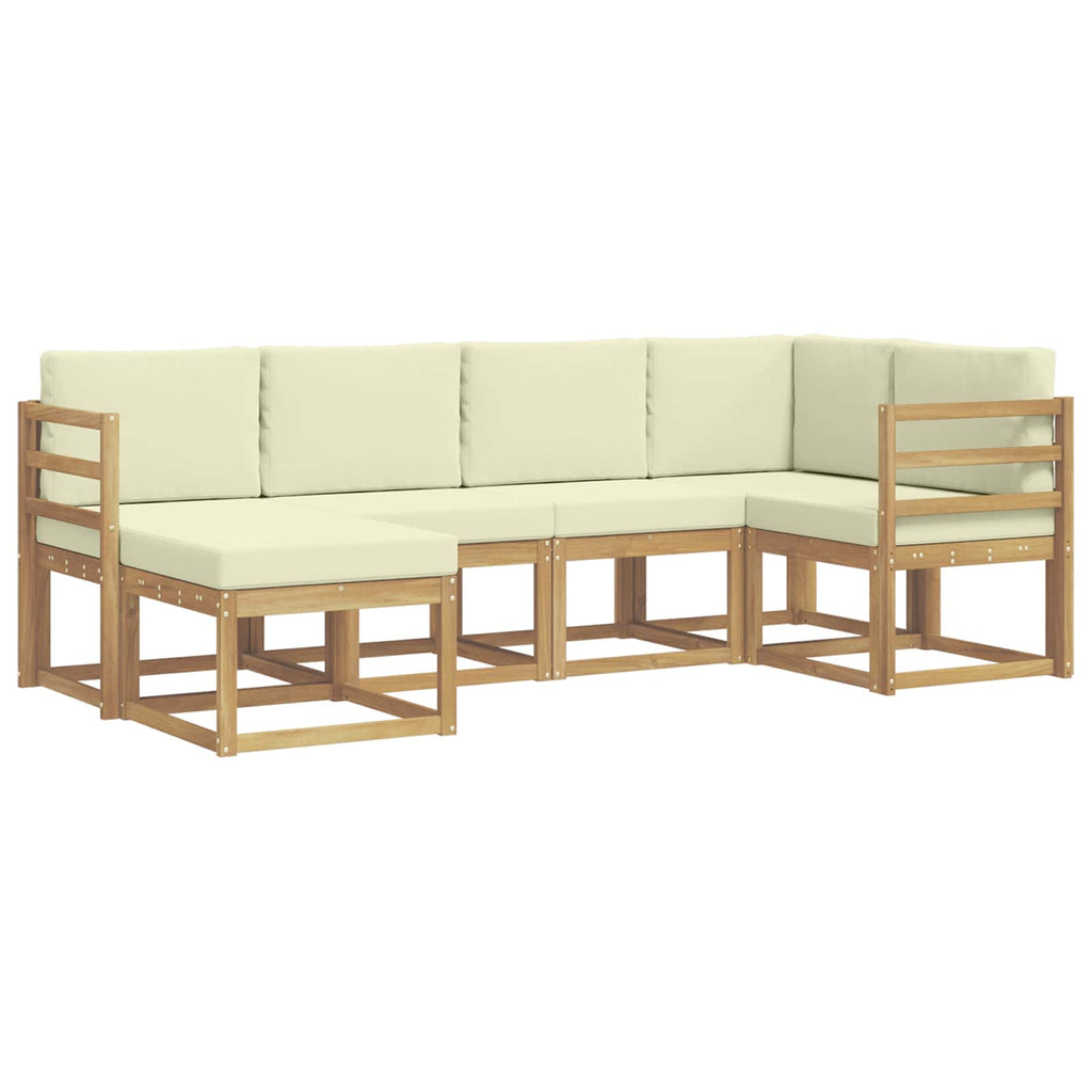 Conjunto de sofás de exterior 6 pcs Blanco y Crema Poliéster
