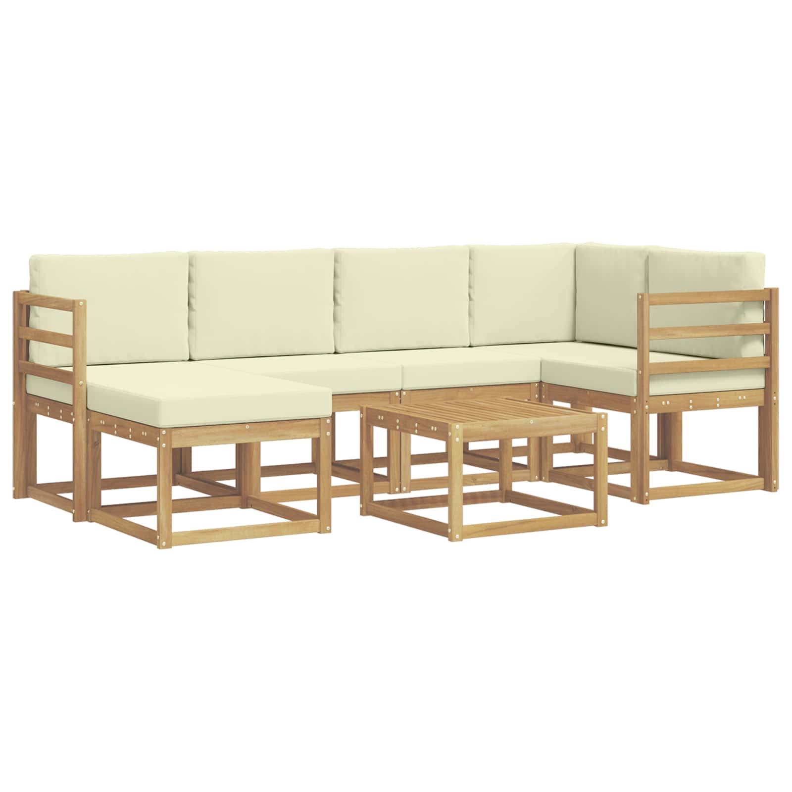 Conjunto de sofás de exterior con cojín 7 pcs Blanco y Crema