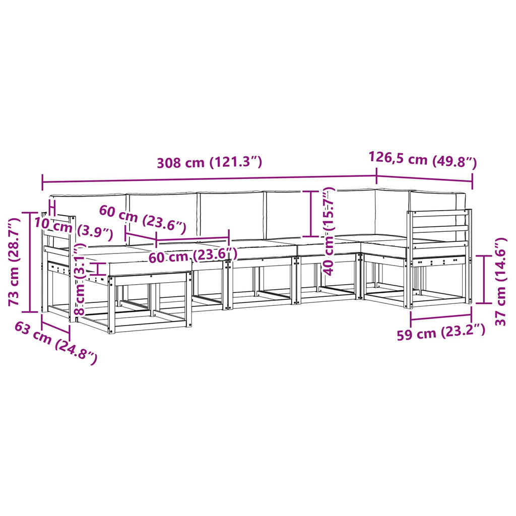 Conjunto de sofás de exterior 7 pcs Blanco y Antracita