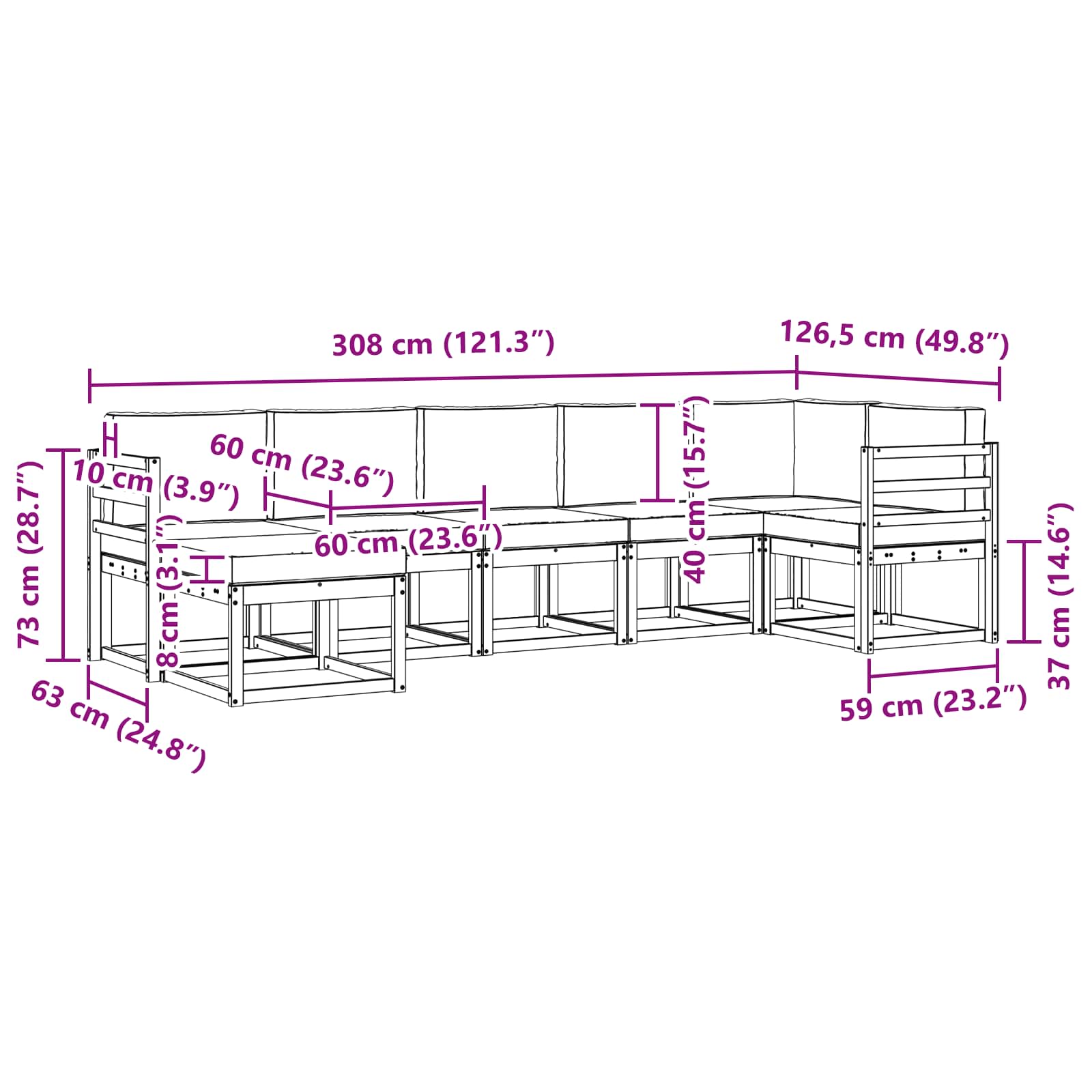 Conjunto de sofás de exterior 7 pcs Blanco y Antracita