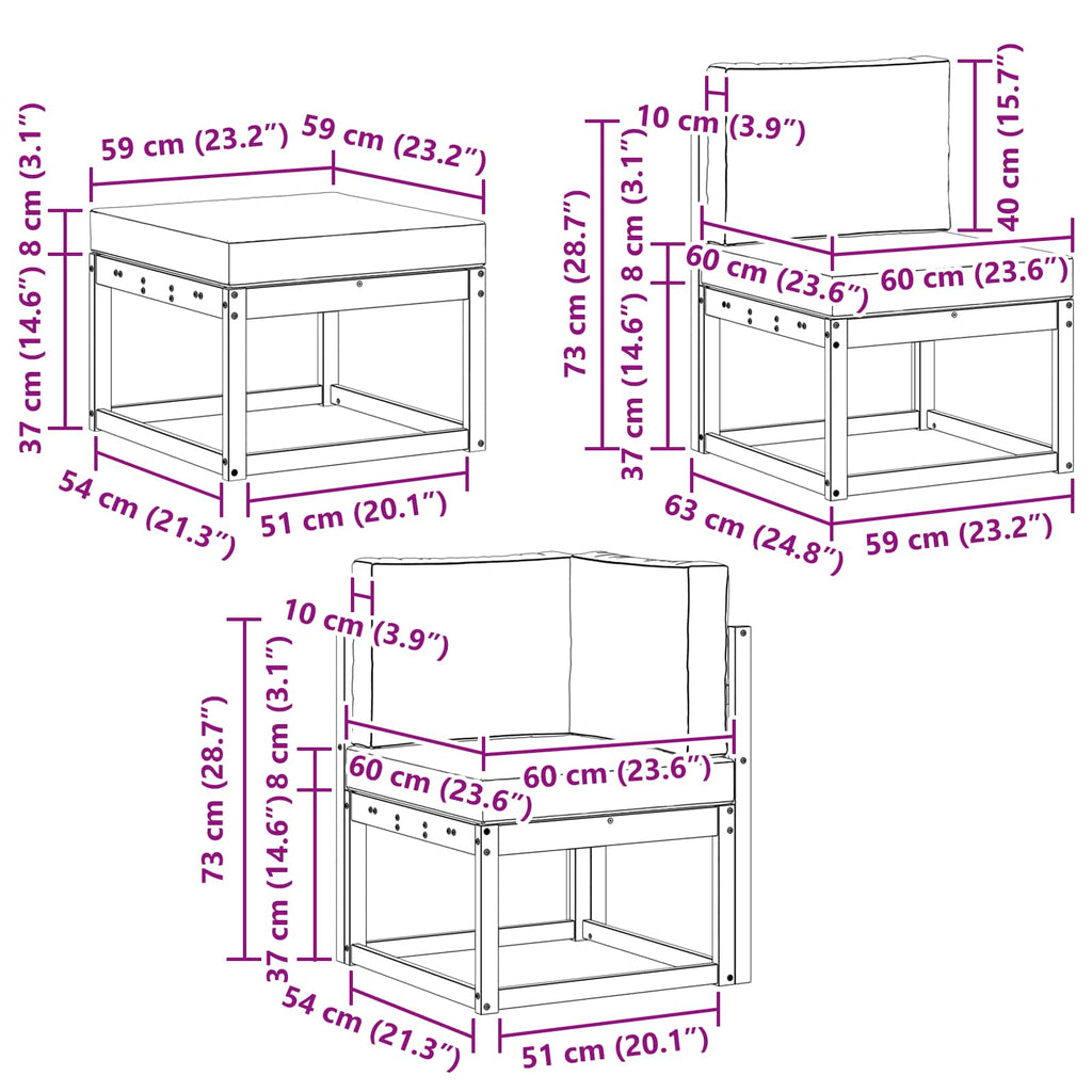 Conjunto de sofás de exterior 7 pcs Blanco y Antracita