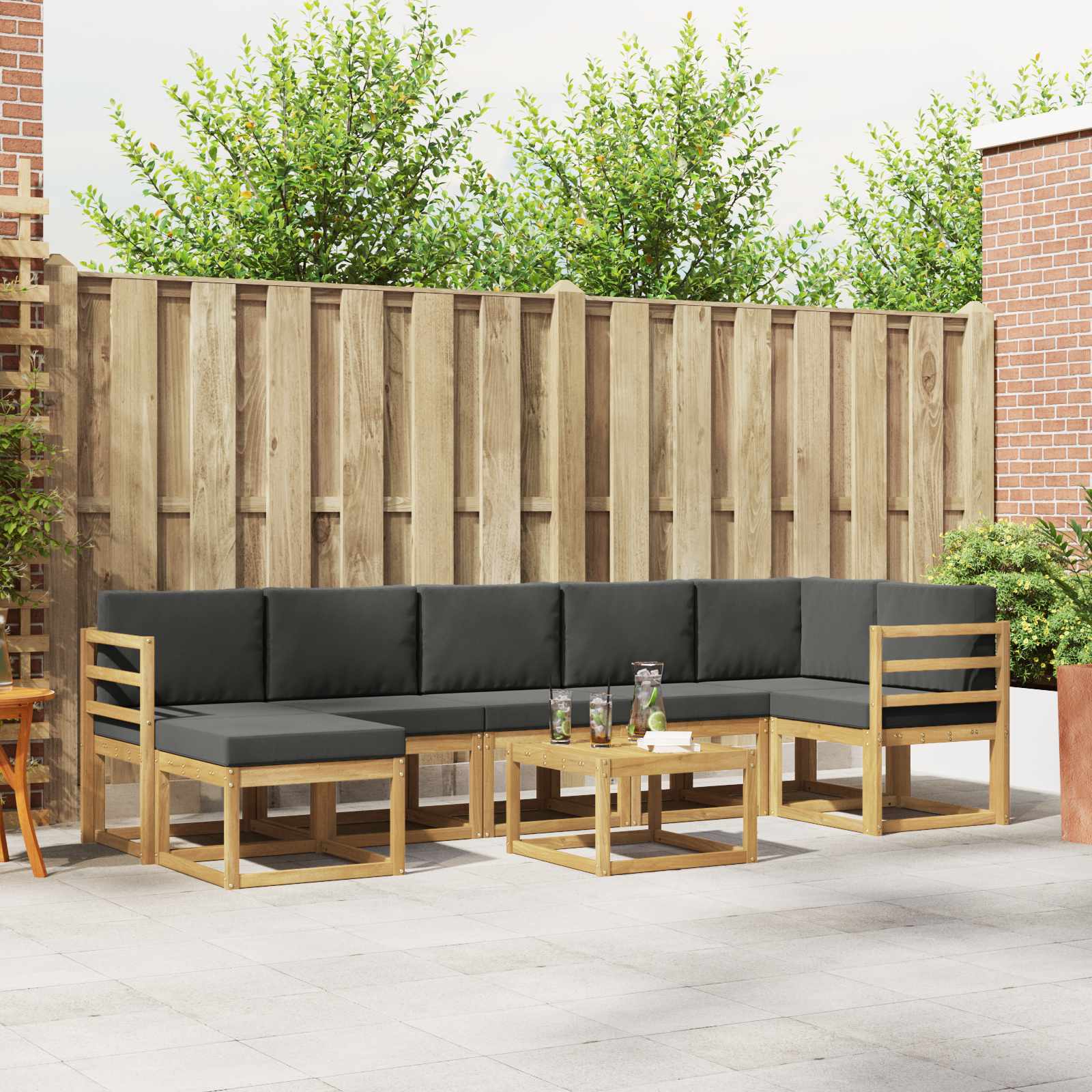 Conjunto de sofás de exterior 8 pcs Blanco y Antracita