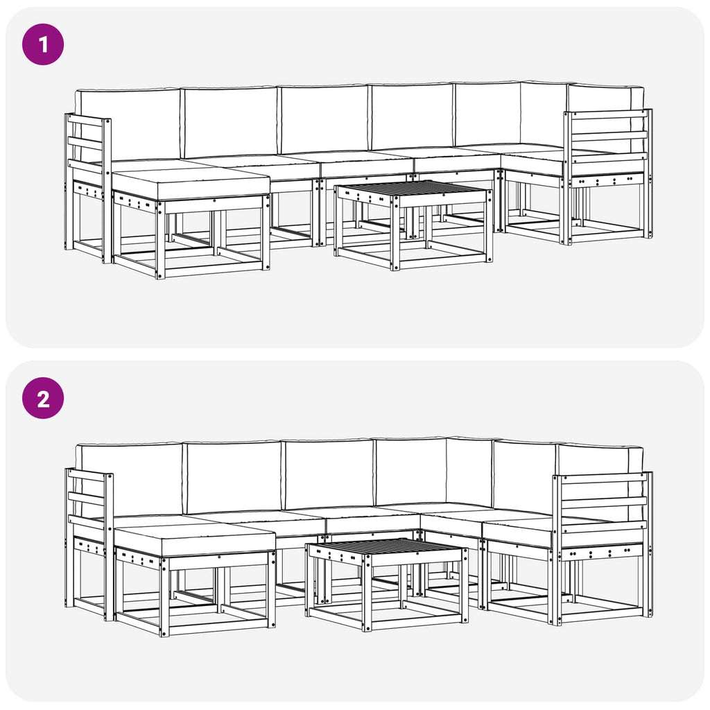 Conjunto de sofás de exterior 8 pcs Blanco y Antracita
