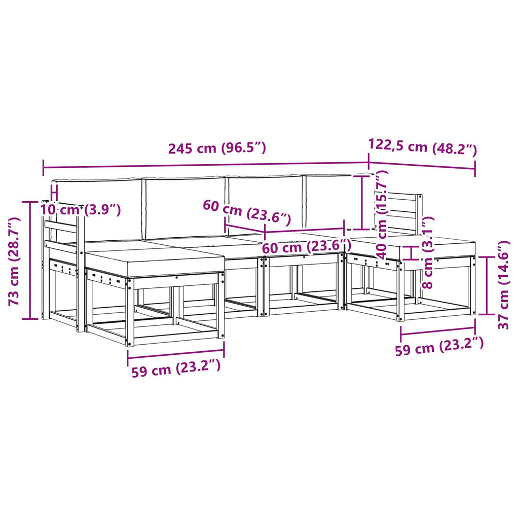 Conjunto de sofás de exterior 6 pcs Blanco y Antracita