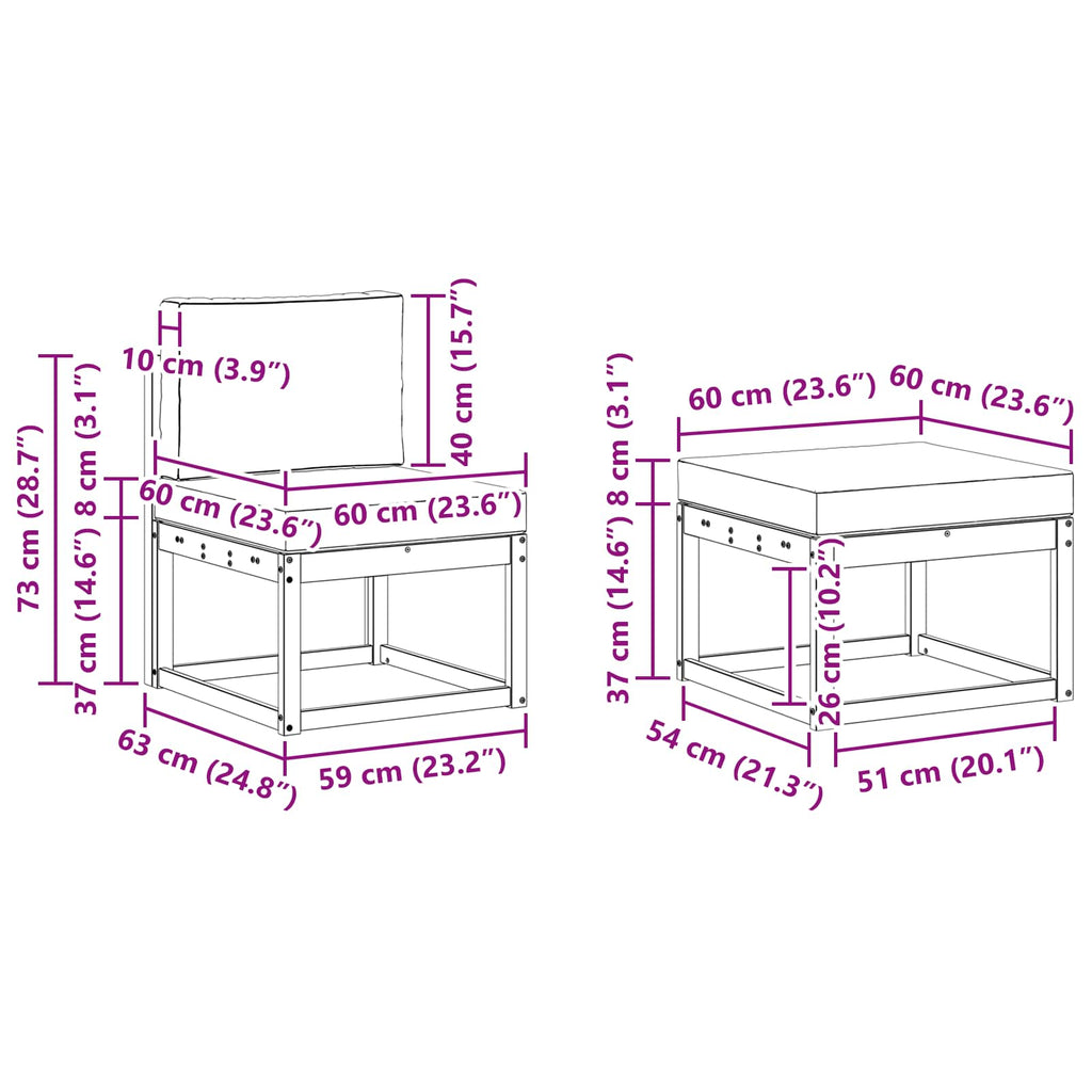 Conjunto de sofás de exterior 6 pcs Blanco y Antracita