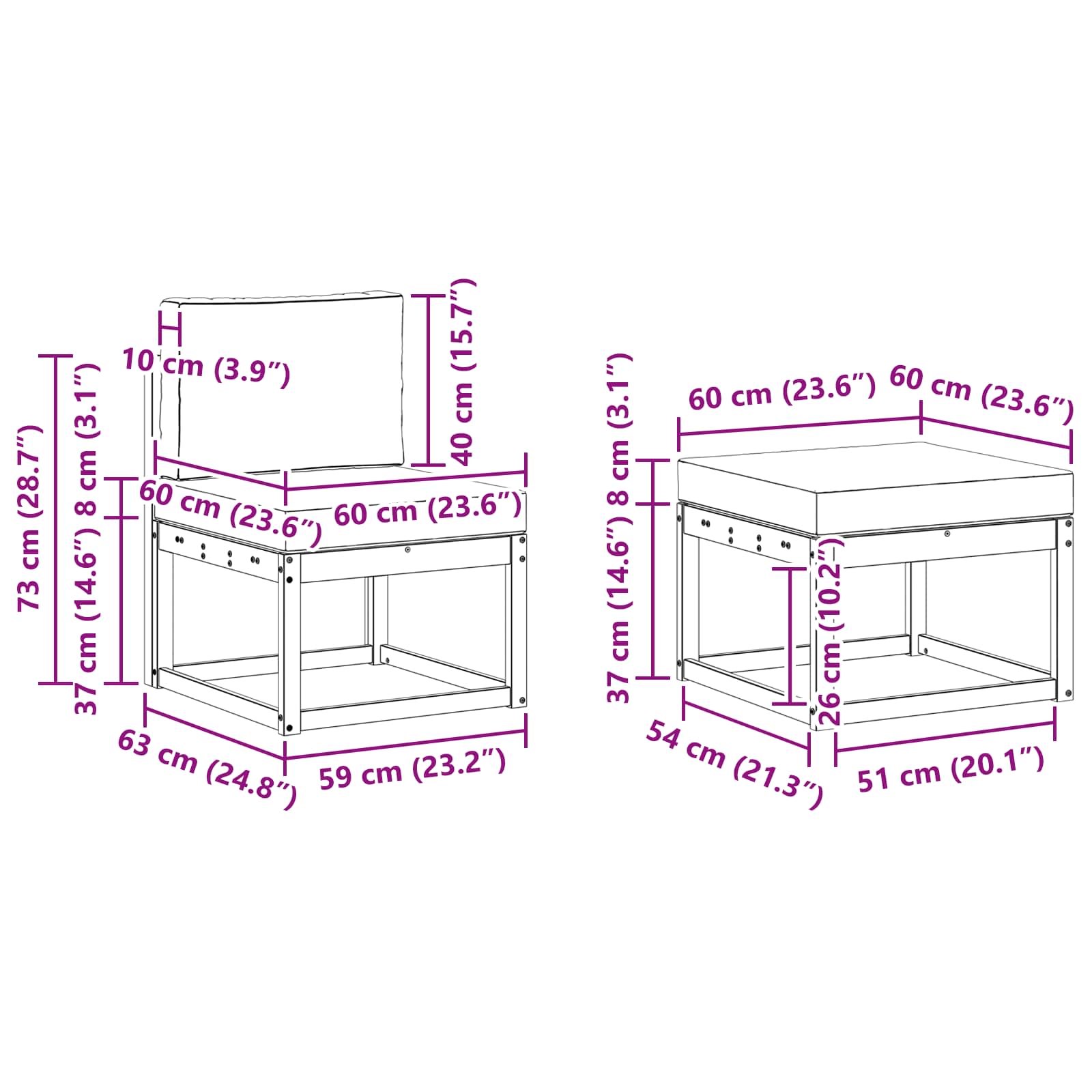 Conjunto de sofás de exterior 6 pcs Blanco y Antracita