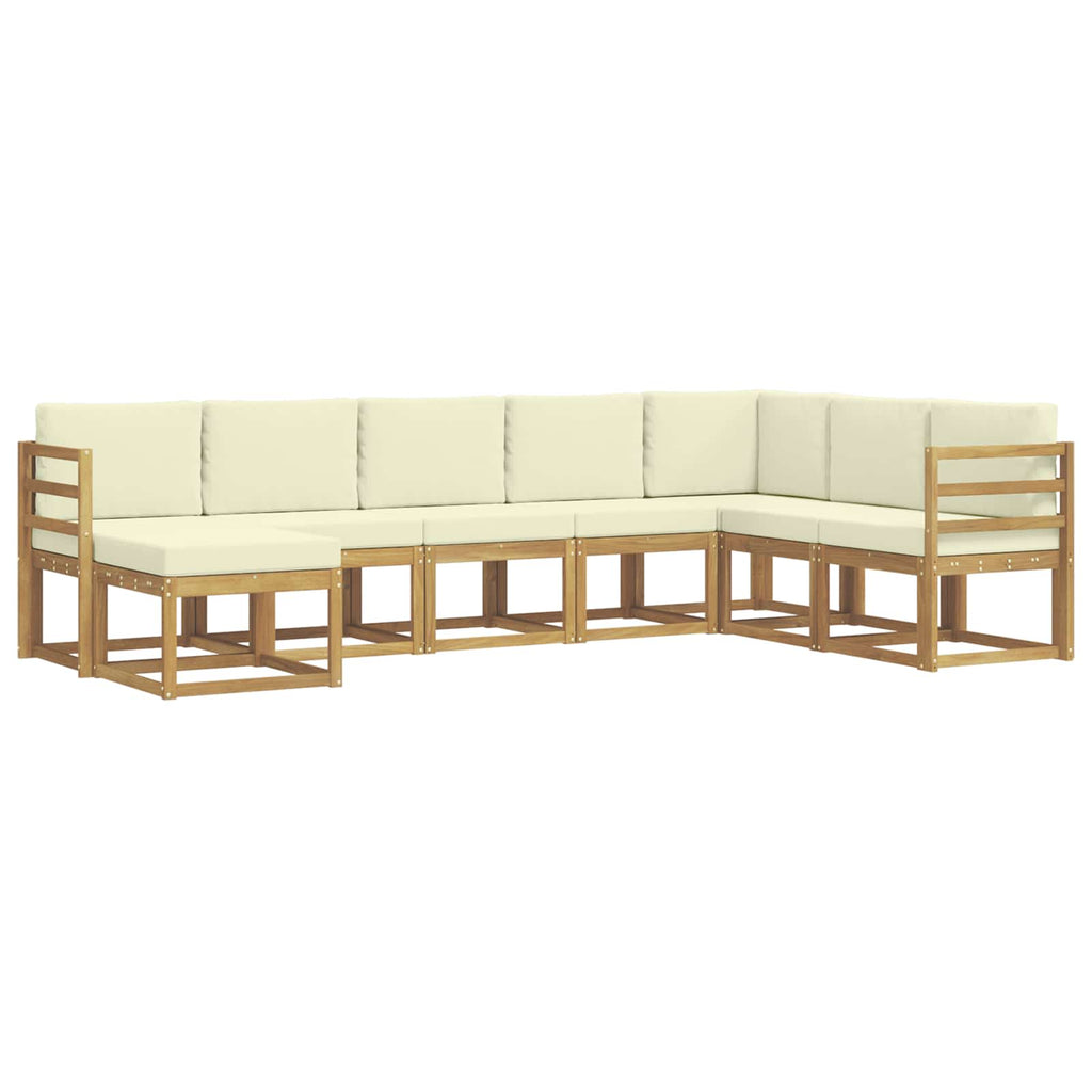 Conjunto de sofás de exterior con cojín 8 pcs Blanco y Crema