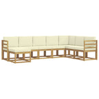 Conjunto de sofás de exterior con cojín 8 pcs Blanco y Crema