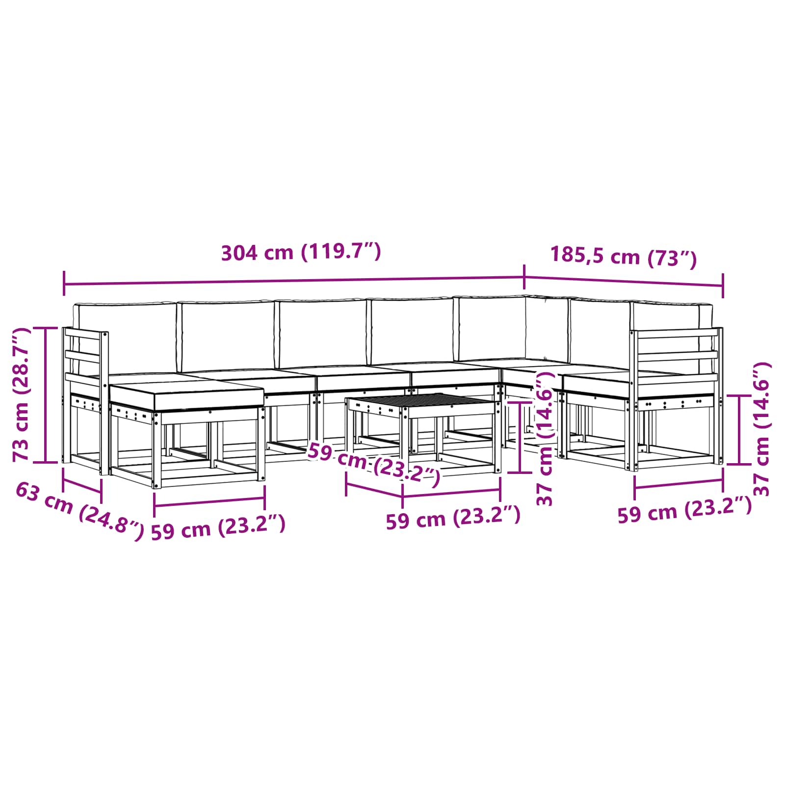 Conjunto de sofás de exterior 9 pcs Blanco y Antracita