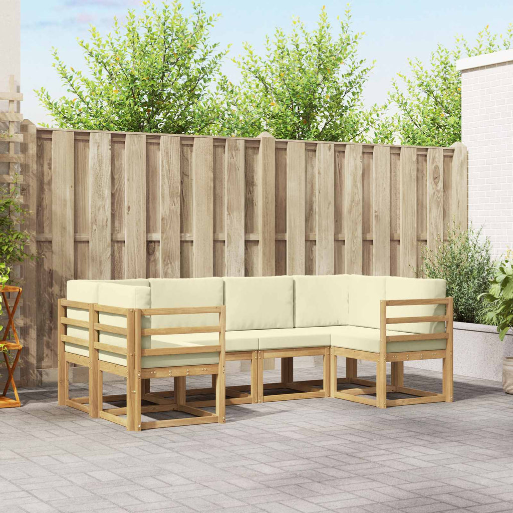 Conjunto de sofás de exterior con cojín 6 pcs Blanco y Crema