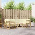 Conjunto de sofás de exterior con cojín 6 pcs Blanco y Crema