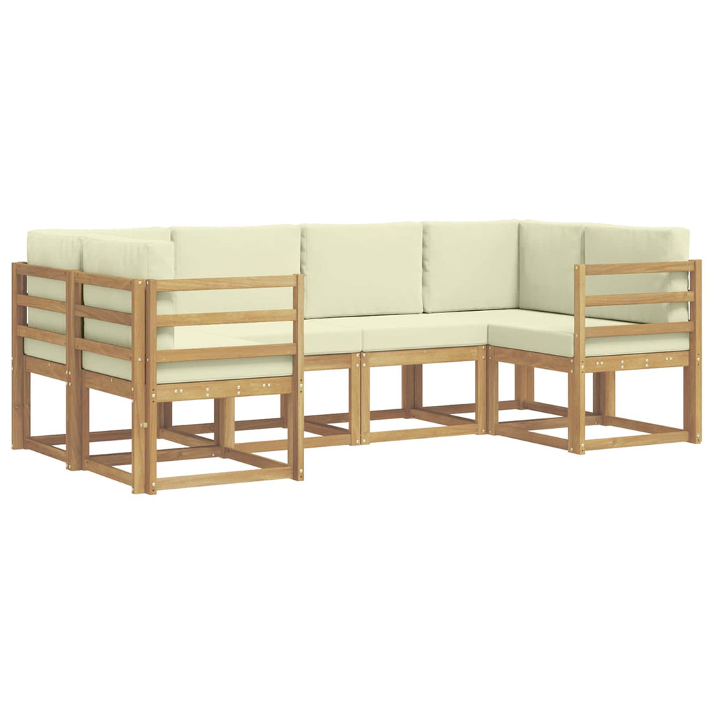Conjunto de sofás de exterior con cojín 6 pcs Blanco y Crema