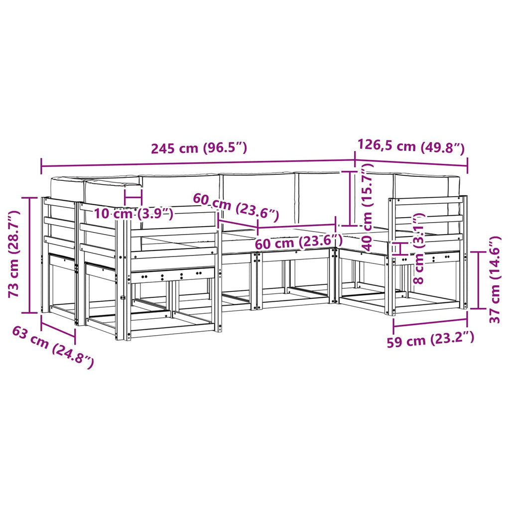 Conjunto de sofás de exterior 6 pcs Blanco y Antracita