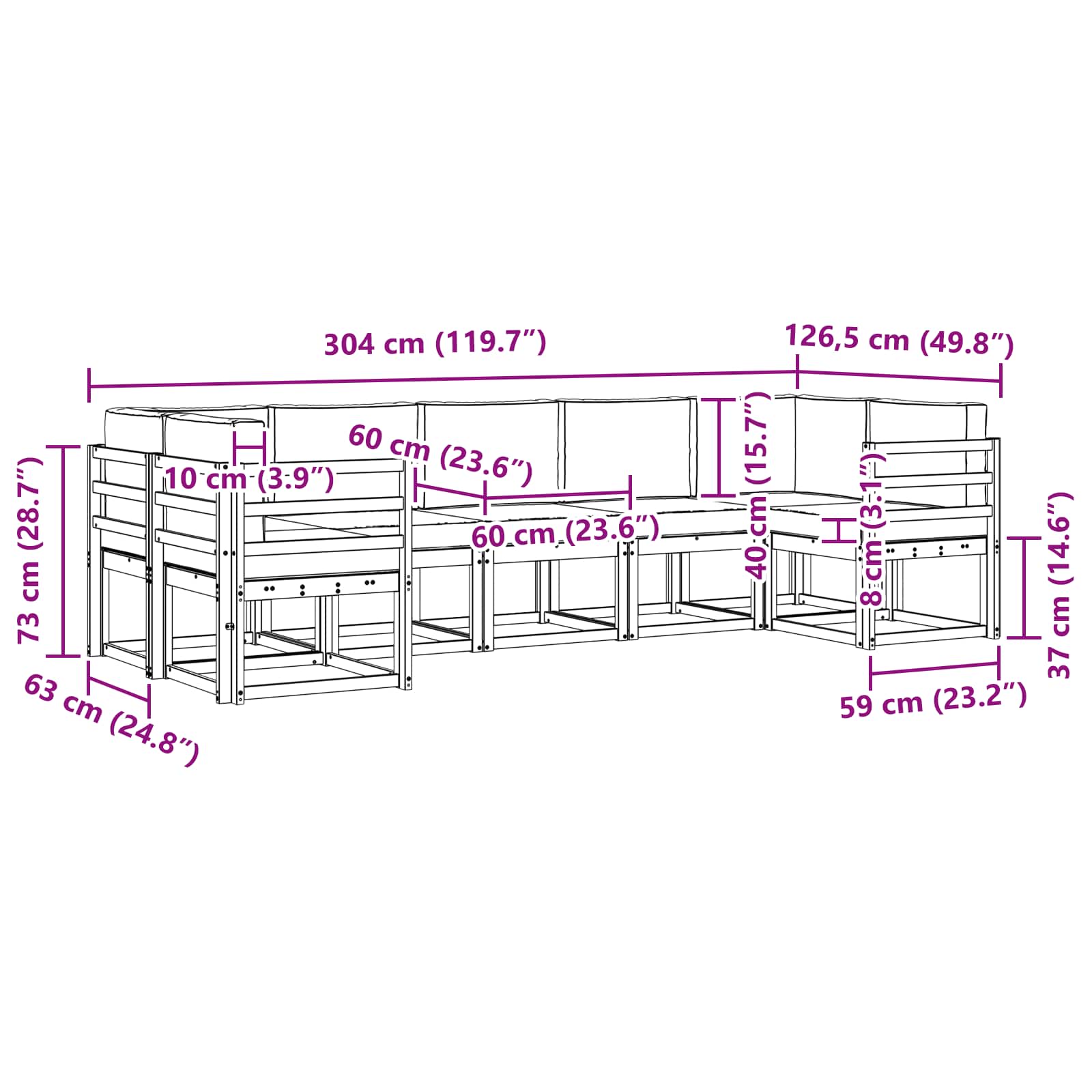 Conjunto de sofás de exterior 7 pcs Blanco y Antracita