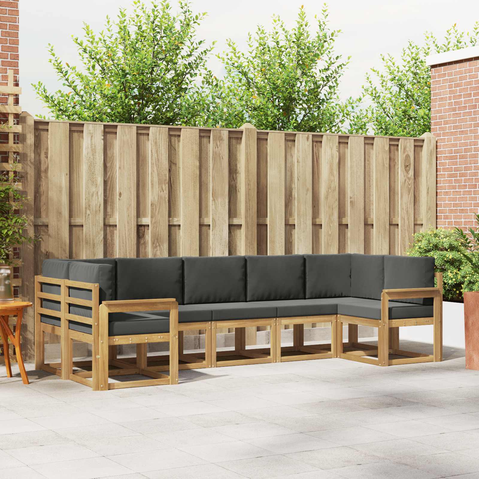 Conjunto de sofás de exterior 7 pcs Blanco y Antracita