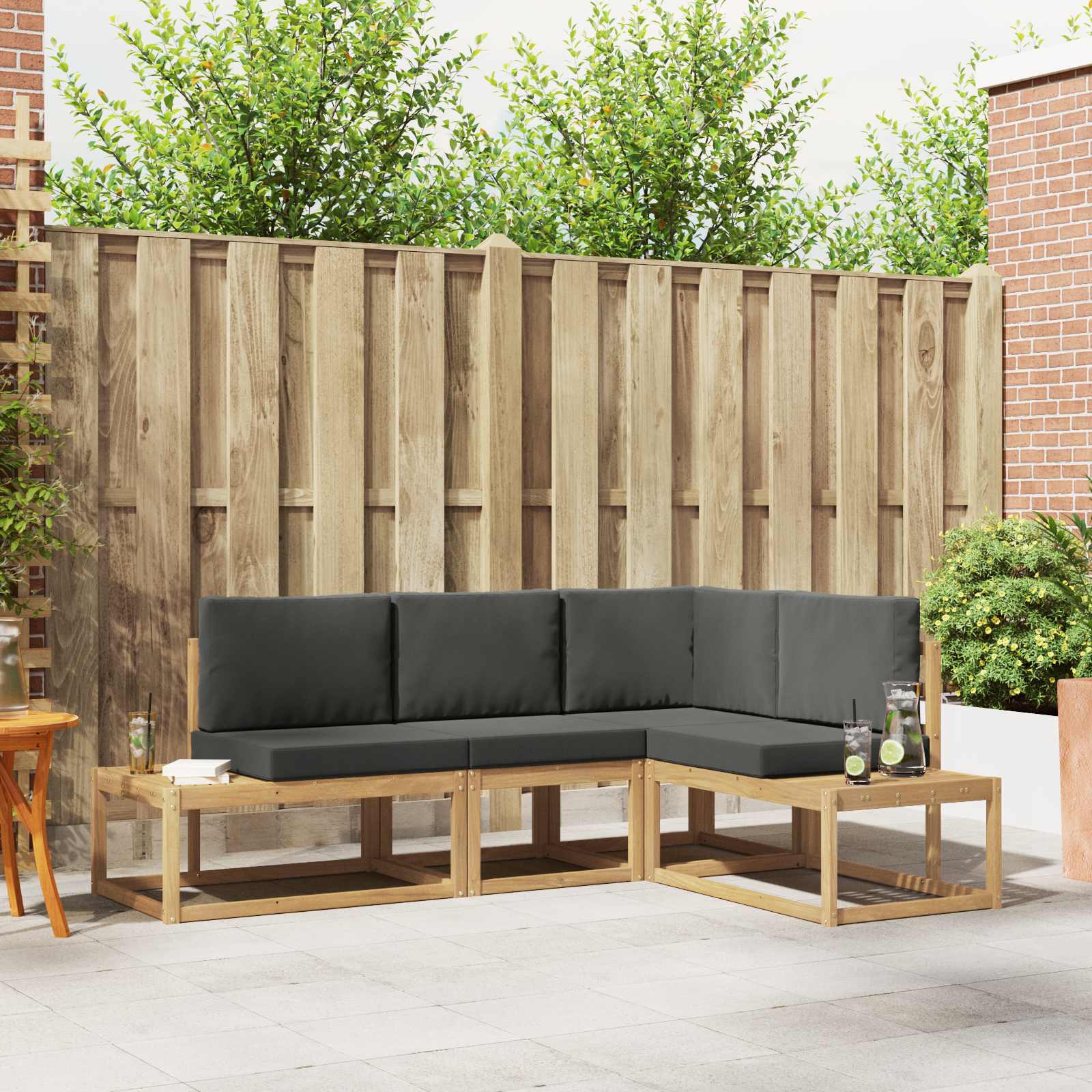 Conjunto de sofás de exterior 3 Pieza Blanco y Antracita