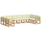 Conjunto de sofás de exterior con cojín 10 pcs Blanco y Crema