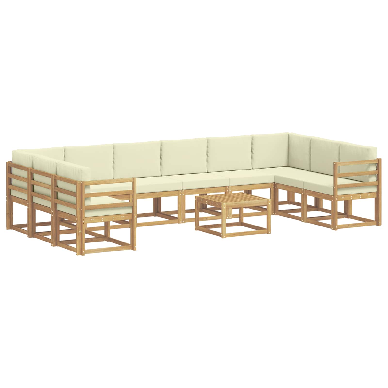 Conjunto de sofás de exterior con cojín 11 pcs Blanco y Crema
