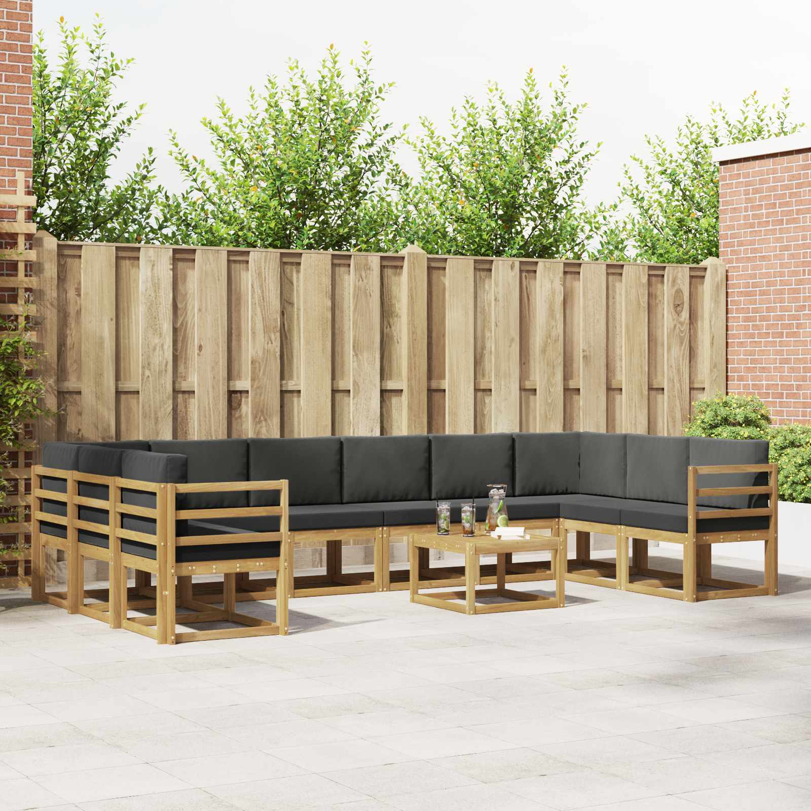 Conjunto de sofás de exterior 11 pcs Blanco y Antracita