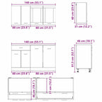 Unidad de cocina Lyon 4 pcs Roble Ahumado Madera de ingeniería