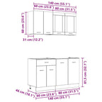 Unidad de cocina Lyon 4 pcs Roble Ahumado Madera de ingeniería
