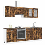 Juegos de muebles de cocina con cajón Lyon 8 pcs Roble ahumado