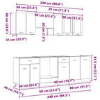 Juegos de muebles de cocina con cajón Lyon 8 pcs Roble ahumado
