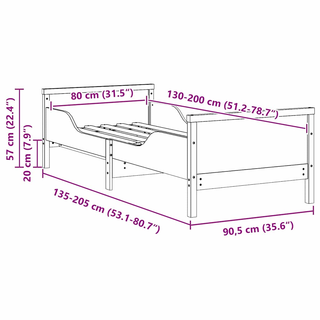 Estructura de cama 80 x 200 cm Madera de ingeniería