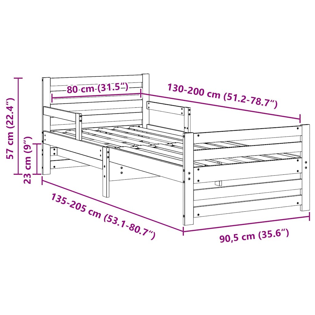 Estructura de cama 80 x 200 cm Madera de ingeniería