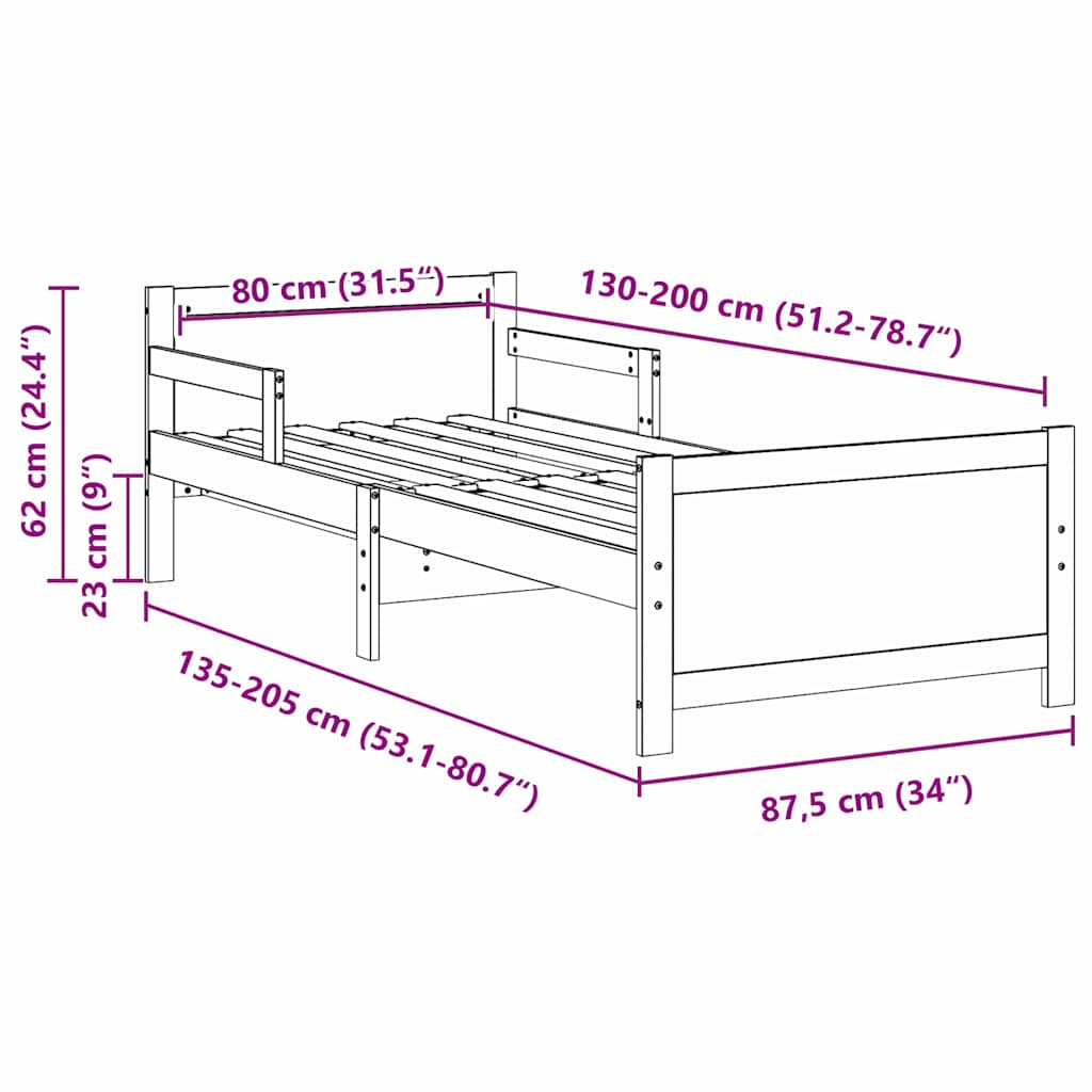 Estructura de cama 80 x 200 cm Madera de ingeniería
