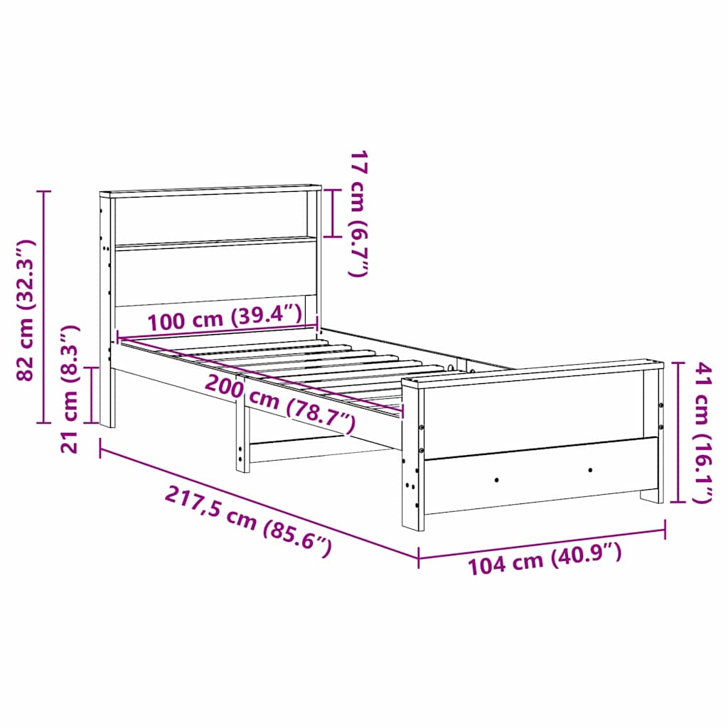 Estructura de cama 100 x 200 cm Madera de ingeniería