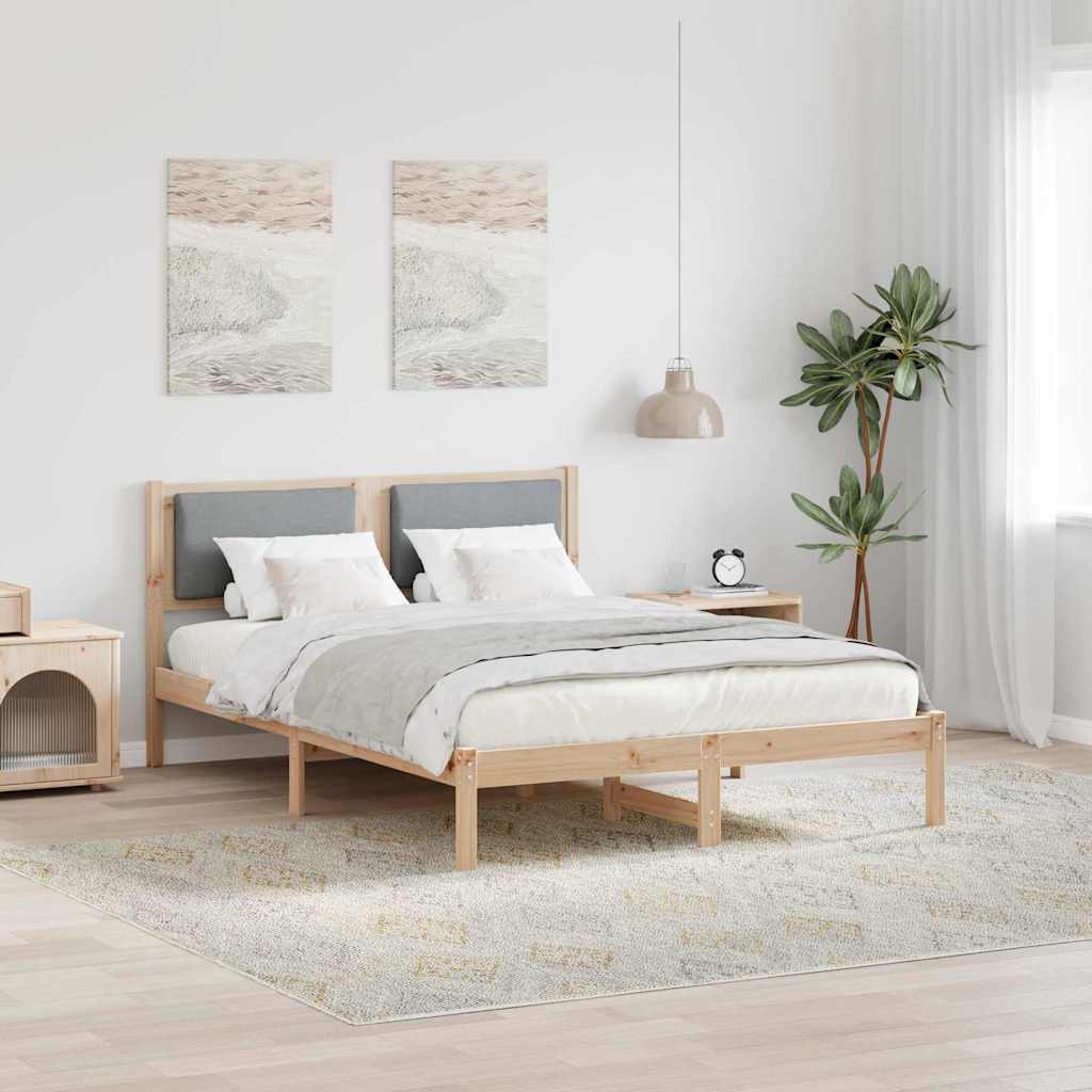 Light Gray Bed Frame with Headboard 100 x 200 cm