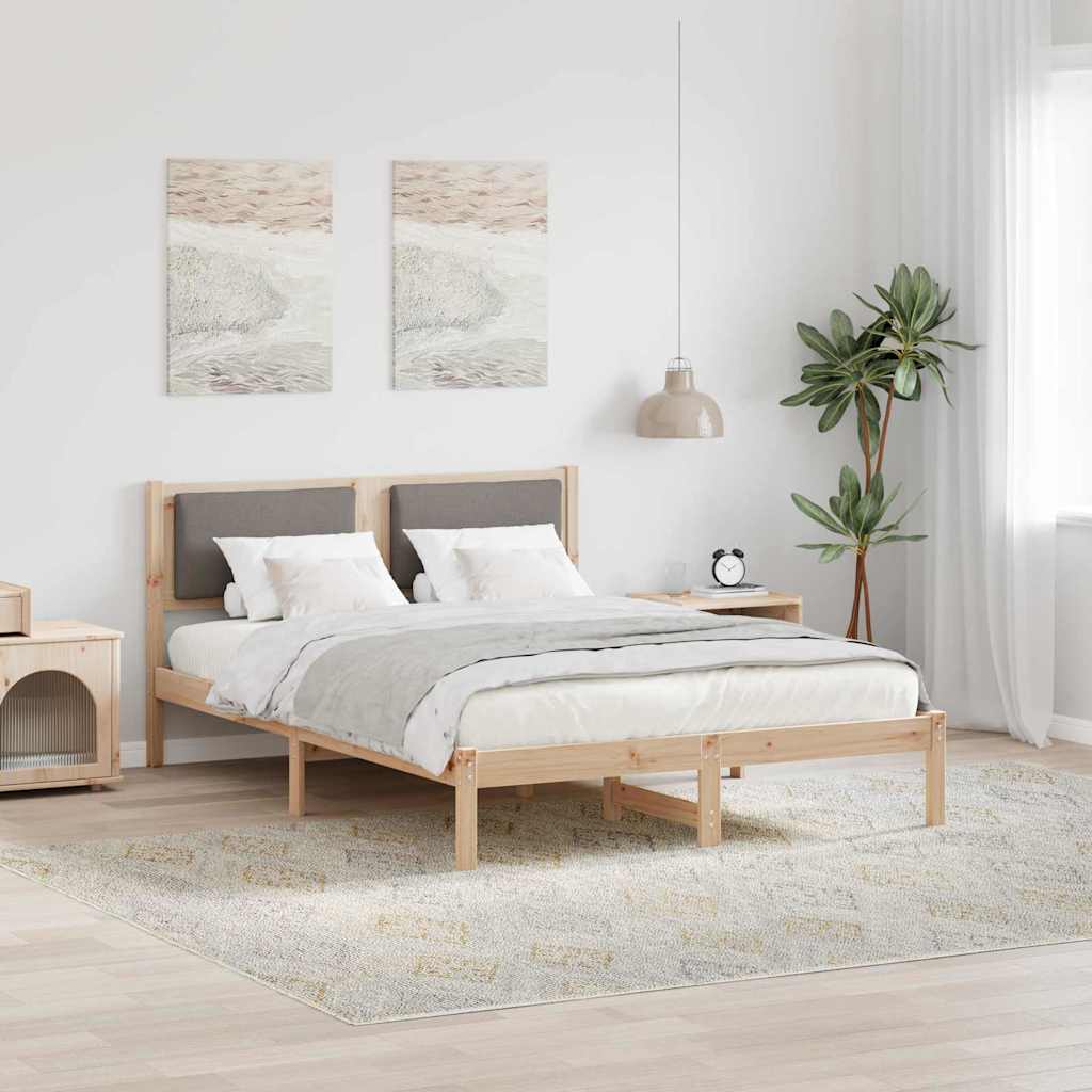 Light Gray Bed Frame with Headboard 100 x 200 cm