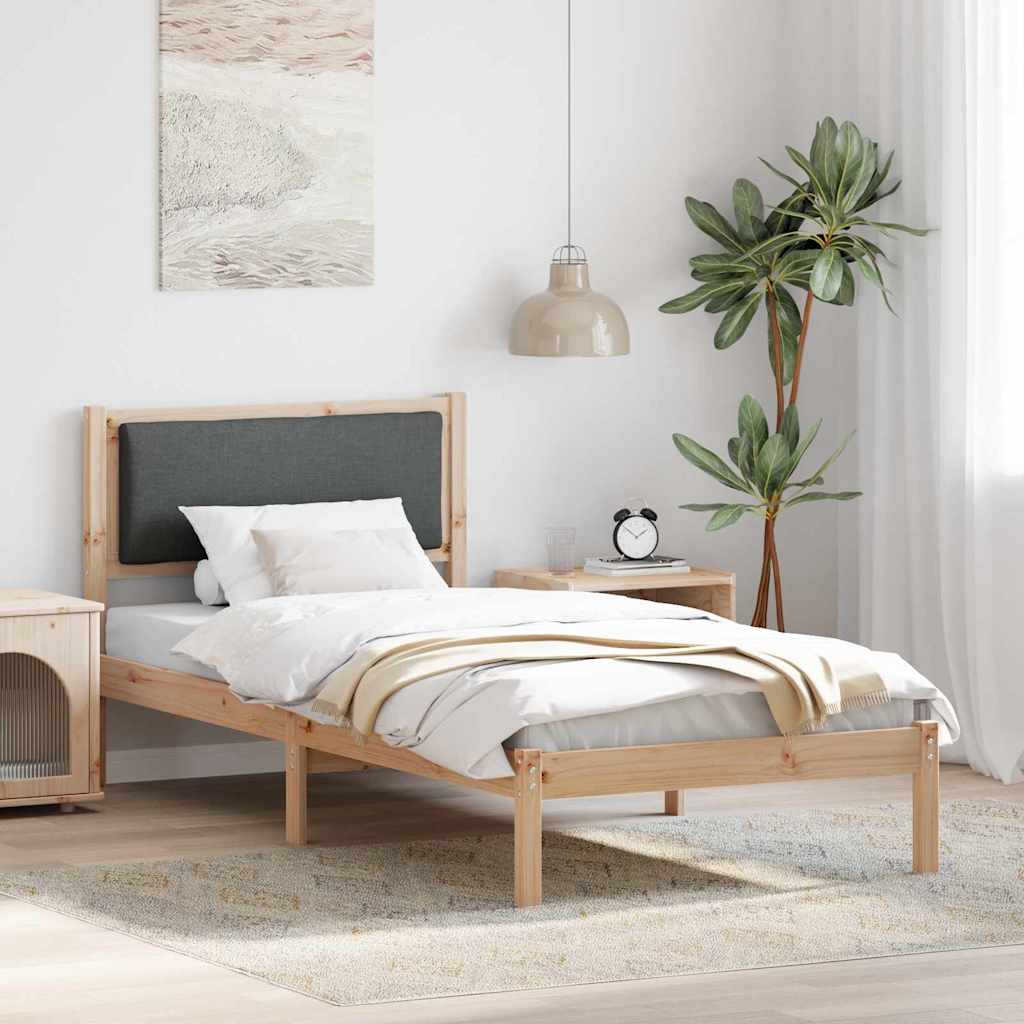 Light Gray Bed Frame with Headboard 100 x 200 cm