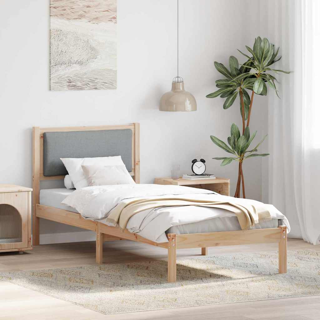 Light Gray Bed Frame with Headboard 100 x 200 cm