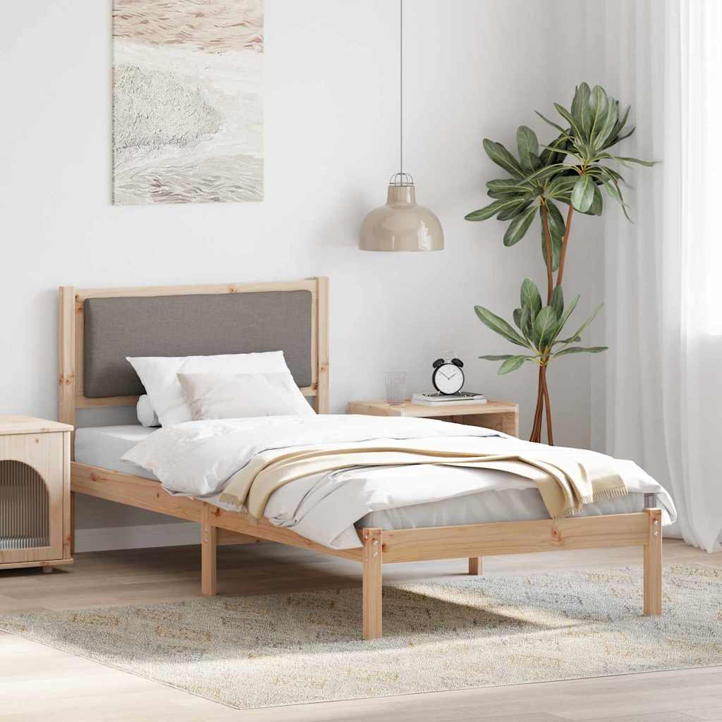 Light Gray Bed Frame with Headboard 100 x 200 cm