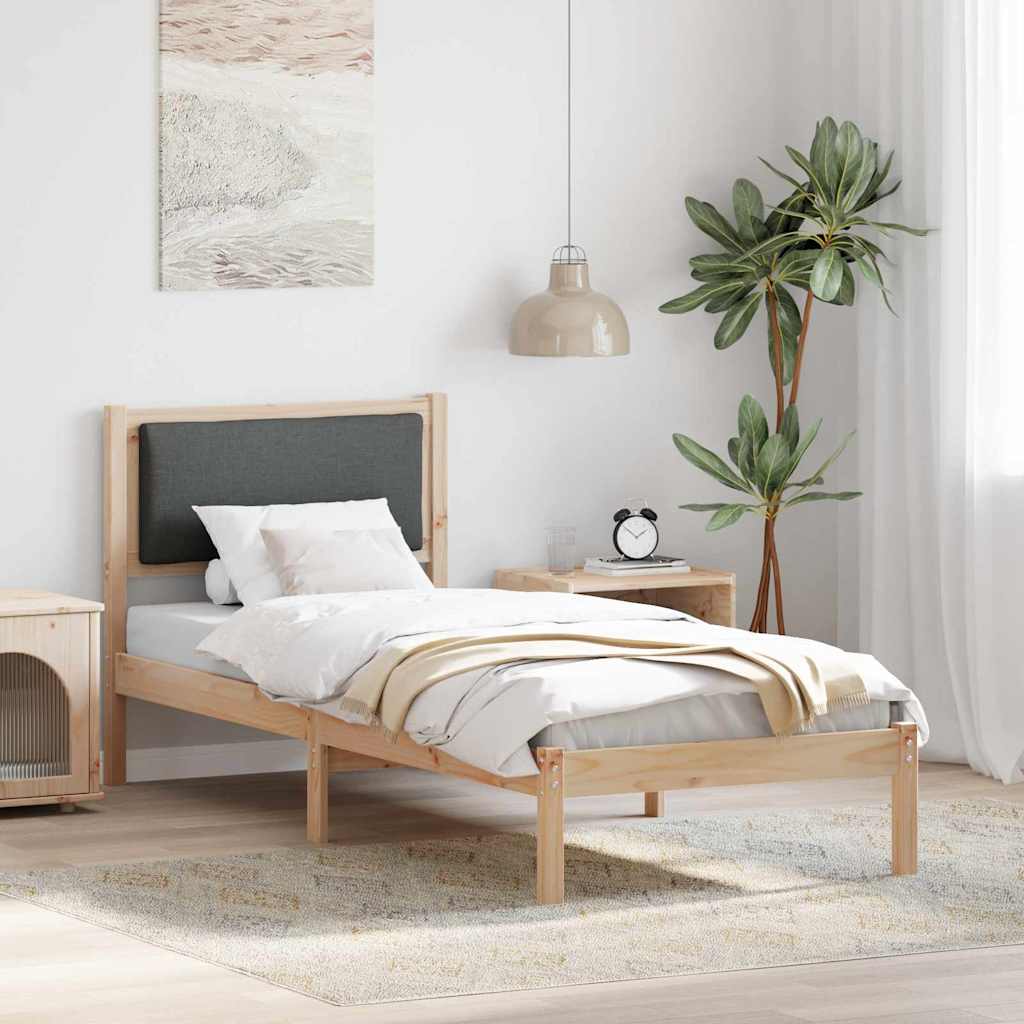 Light Gray Bed Frame with Headboard 100 x 200 cm