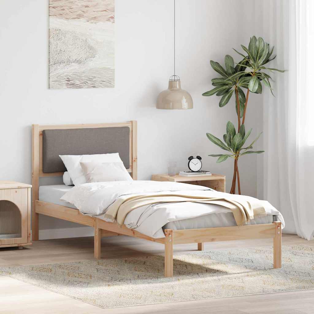 Light Gray Bed Frame with Headboard 100 x 200 cm