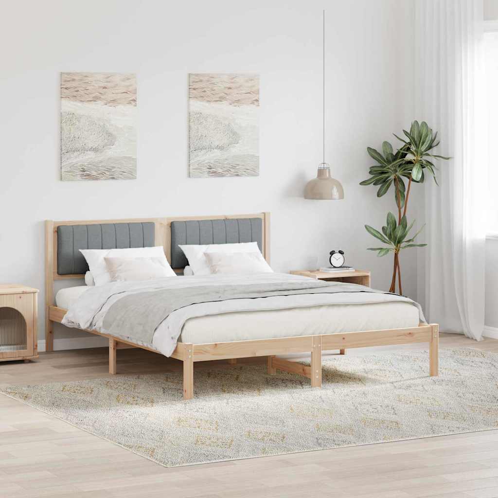 Estrutura de Cama com Cabeceira Cinzento Claro 200 x 200 cm