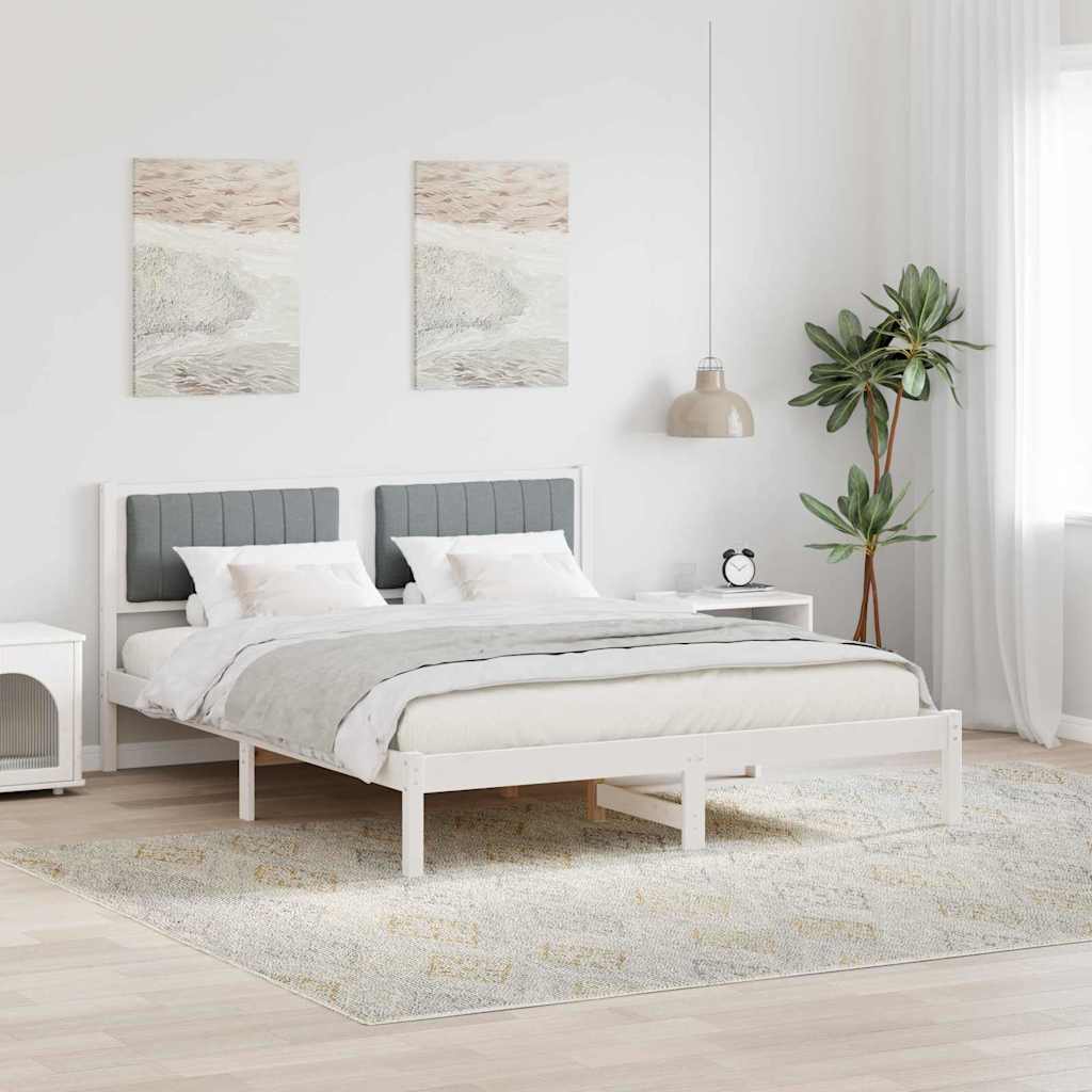 Estrutura de Cama com Cabeceira Cinzento Claro 200 x 200 cm