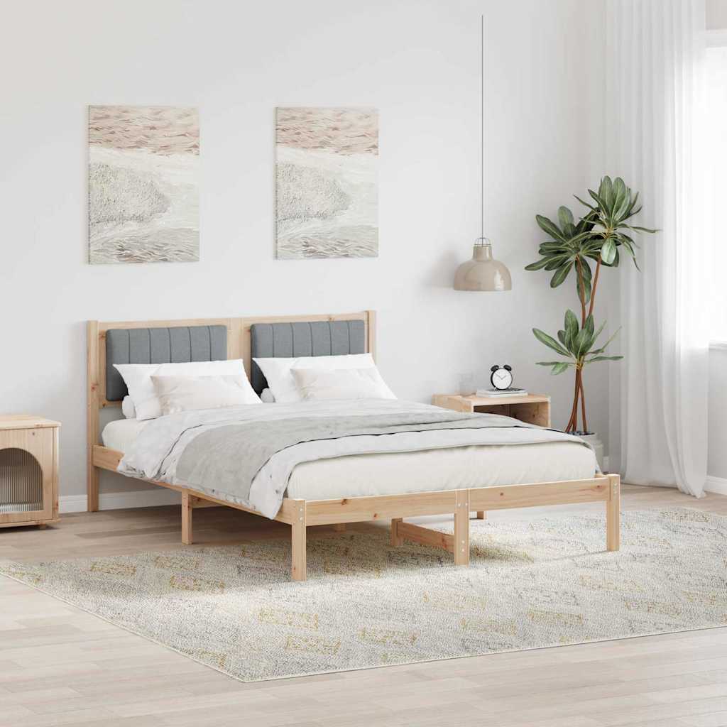 Estrutura de Cama com Cabeceira Cinzento Claro 200 x 200 cm