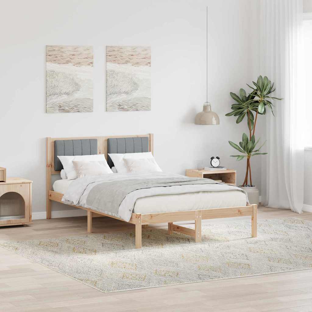 Estrutura de Cama com Cabeceira Cinzento Claro 200 x 200 cm