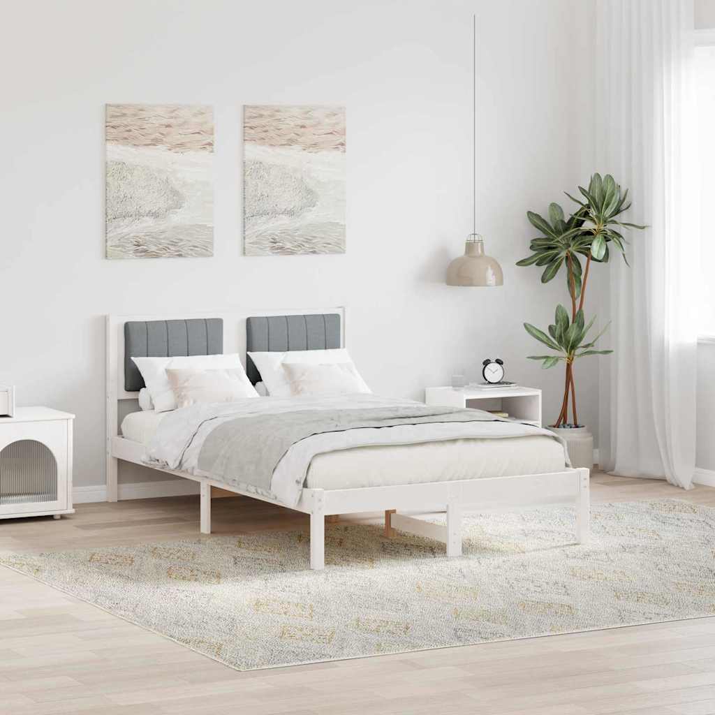 Estrutura de Cama com Cabeceira Cinzento Claro 200 x 200 cm