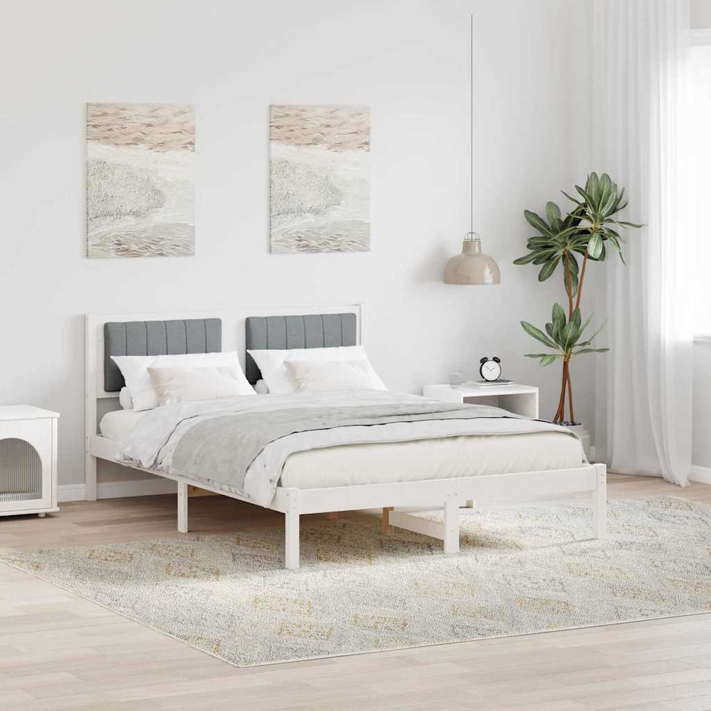 Estrutura de Cama com Cabeceira Cinzento Claro 200 x 200 cm