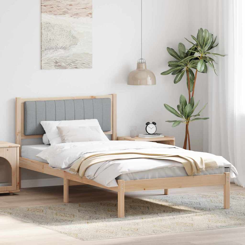Estrutura de Cama com Cabeceira Cinzento Claro 200 x 200 cm
